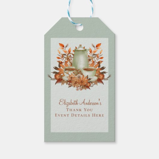 Boho Terracotta Sage Theetuin Bloemengebruik Gesch Cadeaulabel (Voorkant)