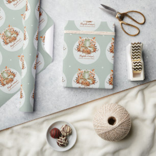 Boho Terracotta Salie Thee Feest Bloem Geschenken Cadeaupapier