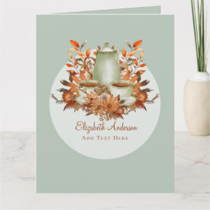 Boho Terracotta Salie Thee Party Bloemen ELKE GEBE Kaart