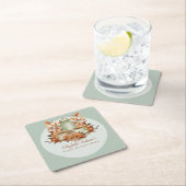 Boho Terracotta Salie Theesalon Bloemendiner Evene Vierkante Kartonnen Onderzetter (Insitu)