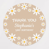 Boho Terracotta Sand Retro Daisies Birthday Party Labels (Design 2)