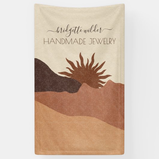 Boho Terracotta Sand Sun Handmade Jewelry Business Spandoek (Verticaal)