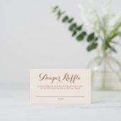 Boho Terracotta Script Baby shower Diaper Raffle Informatiekaartje (Staand voorkant)