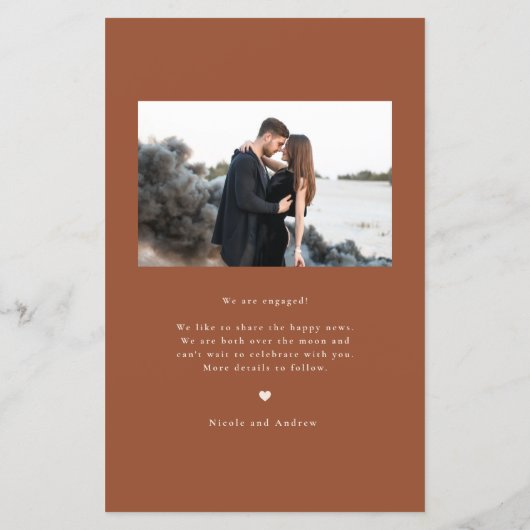 Boho Terracotta Script Verloving aankondiging (Achterkant)