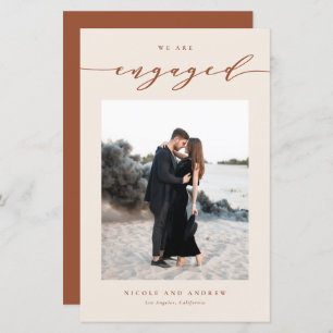 Boho Terracotta Script Verloving aankondiging