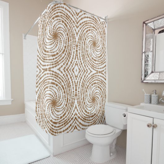Boho Terracotta Spiral Pattern Douchegordijn (In situ)