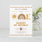Boho Terracotta Sunshine Rainbow 1st Birthday Kaart (Staand voorkant)