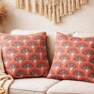Boho Terracotta Tropische Waaierschaalprint Kussen