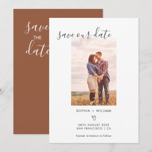 Boho Terracotta Trouwfoto Save The Date