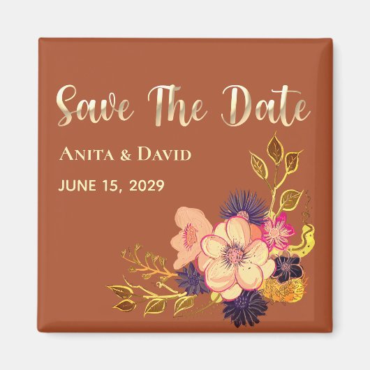 Boho Terracotta Trouwkaart Save The Date Magneet (Voorkant)