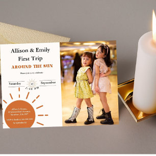 Boho terracotta Twins eerste reis eerste verjaarda Kaart