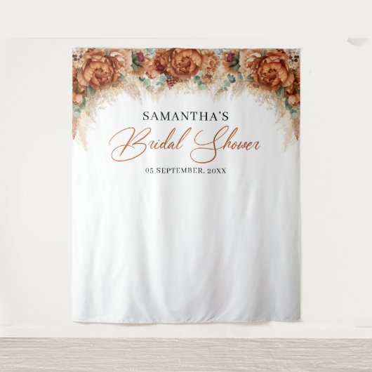 Boho Terracotta verbrand oranje koperen bruidsdouc Wandkleed (Voorkant)