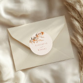 Boho Terracotta Verbrand Sinaasappel Wildflowers W Ronde Sticker