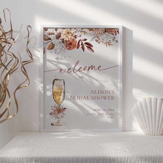 Boho Terracotta Vrijgezellenfeest Welkom Poster