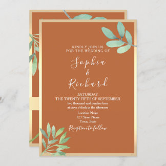 Boho Terracotta Wedding Invitation Kaart