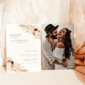 Boho Terracotta Wedding Invite, Foto Wedding Kaart