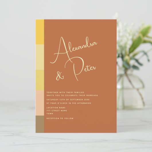 Boho Terracotta Wedding Kaart (Staand voorkant)