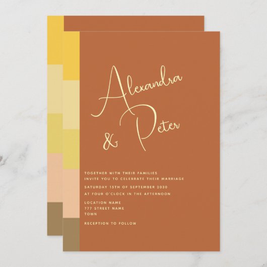 Boho Terracotta Wedding Kaart (Voorkant / Achterkant)