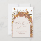 Boho Terracotta Wilde Bloemen Boog Bruidsfeest Bedankkaart (Voorkant)
