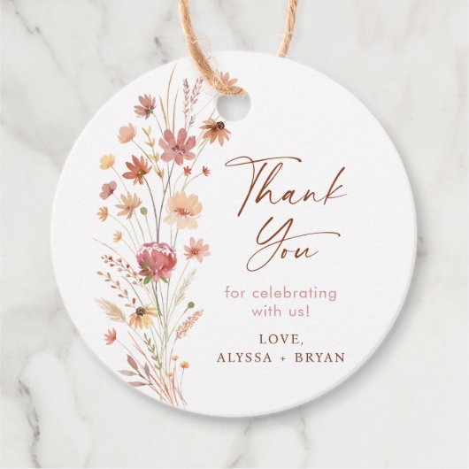 Boho Terracotta Wildflower Baby shower Bedankjes Labels (Voorkant)