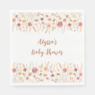 Boho Terracotta Wildflower Baby shower Servet