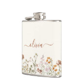 Boho Terracotta Wildflower Monogram Naam Heupfles (Links)