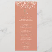 Boho Terracotta Wildflower Monogram Wedding Menu (Devant)