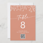 Boho Terracotta Wildflower QR Code Table Numbers Kaart (Achterkant)