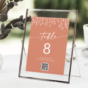 Boho Terracotta Wildflower QR-code tafelnummers