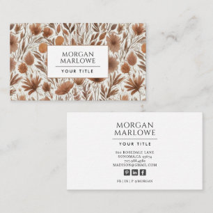 Boho Terracotta Wildflowers Bloemenpatroon Visitekaartje