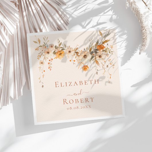 Boho Terracotta Wildflowers Fall Wedding Servet