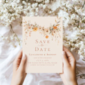 Boho Terracotta Wildflowers Save the Date Kaart
