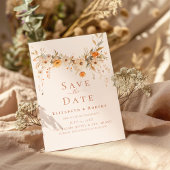 Boho Terracotta Wildflowers Save the Date Kaart