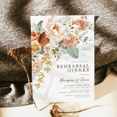 Boho Terracotta Yellow Floral Rehearsal Dinner Kaart