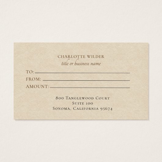 Boho Terracotta Zand Zon Abstract Cadeaubon Visitekaartje (Achterkant)