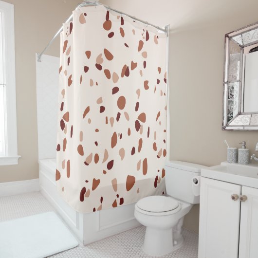 Boho Terrazzo Motif rideau de douche moderne (En situation)