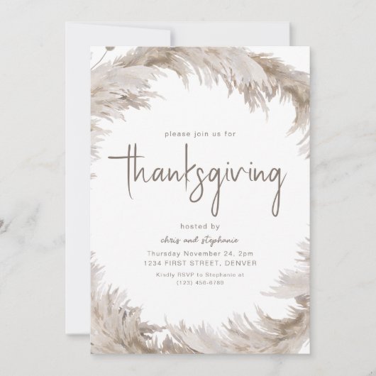 Boho Thanksgiving Dîner de fête Invitation (Devant)