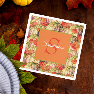 Boho Thanksgiving Herfst Decor Waterverf Pompoen Servet