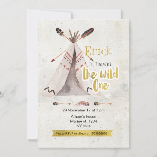 Boho the Wild: eerste verjaardagsuitnodiging Kaart (Voorkant)