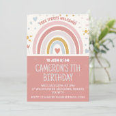 Boho Thema Kids Uitnodiging voor verjaardagsfeestj (Staand voorkant)