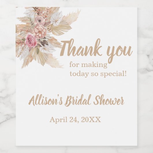 Boho Thème Douche Vin Bouteille Merci Sticker (Étiquettes simples)