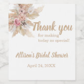 Boho Theme Shower Wine Bottle Dank je Sticker (Enkel label)