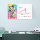 Boho Tie Dye Happy Birthday Foto Spandoek (Beurs)