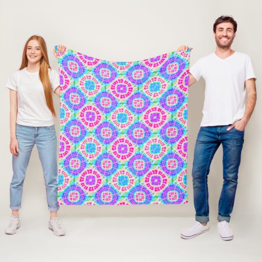 Boho Tie Dye Pattern Cheerful Fleece Blanket Deken (In situ)