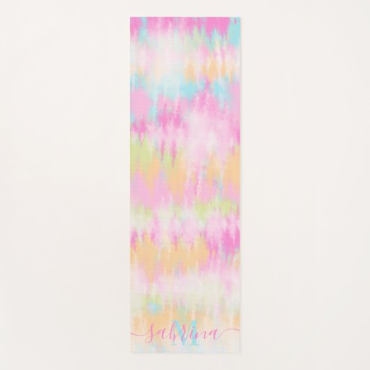 Boho tie kleurstof regenboog waterverf girly monog yogamat (Voorkant)