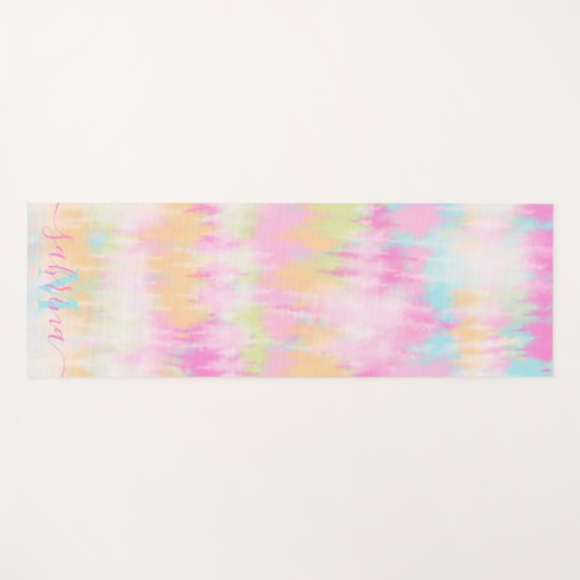 Boho tie kleurstof regenboog waterverf girly monog yogamat (Voorkant (horizontaal))