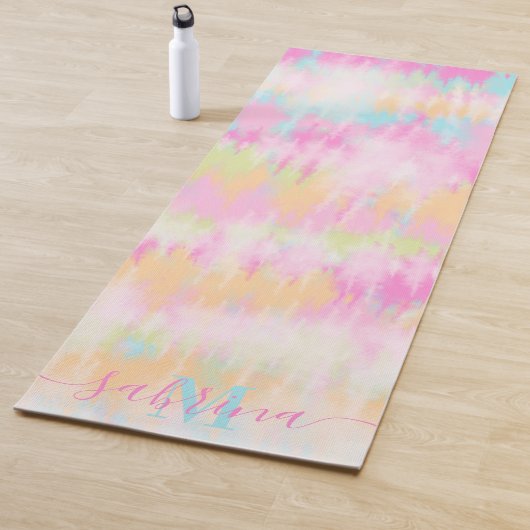 Boho tie kleurstof regenboog waterverf girly monog yogamat (In situ)