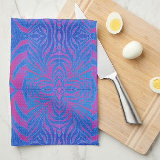 Boho Tiger Stripe roze en blauw Theedoek