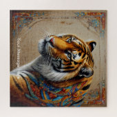 Boho Tijger Puzzel – Levendig Oerwoud Wildlife Art (Horizontaal)