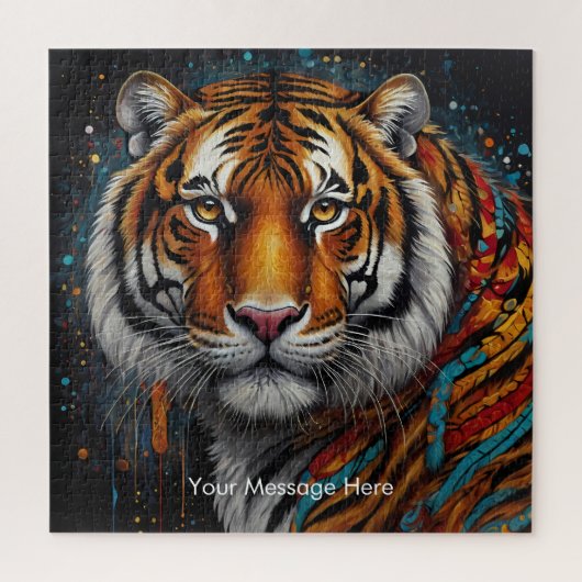 Boho Tijger Puzzel – Levendig Oerwoud Wildlife Art Legpuzzel (Verticaal)